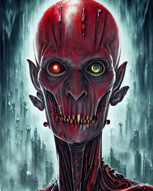 Image similar to bloody nosferatu cyborg, by antonio j. manzanedo, giger, alex grey, android jones, wayne barlowe, philippe druillet, raymond swanland, cyril rolando, josephine wall, harumi hironaka, trending on artstation