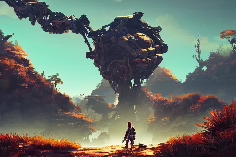 Image similar to shell - walker machine mecanical creature robot of horizon forbidden west horizon zero dawn bioluminiscence global illumination ray tracing hdr fanart arstation by ian pesty and alena aenami artworks in 4 k