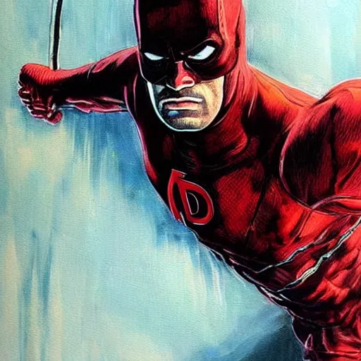 Image similar to daredevil marvel, detailed painting