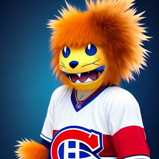 Image similar to anime Portrait of Youppi the Habs Montreal Canadiens Mascot as a very cute powerful and friendly pokemon, highly detailed anime, smooth, sharp focus, dynamic lighting, intricate, trending on ArtStation, illustration pokemon, art by WLOP