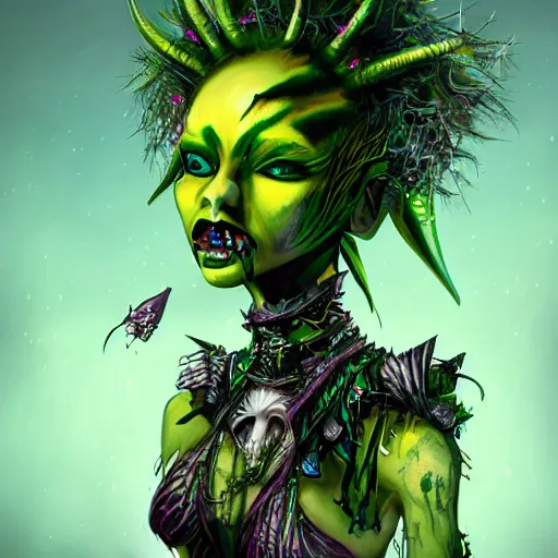 Image similar to eco punk, goblin girl goth, fantasy art, high detail, 4k