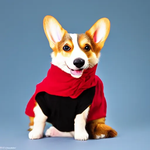 Image similar to a corgi as baby yoda, studio lighting, in the style of annie leibovitz - h 6 4 0