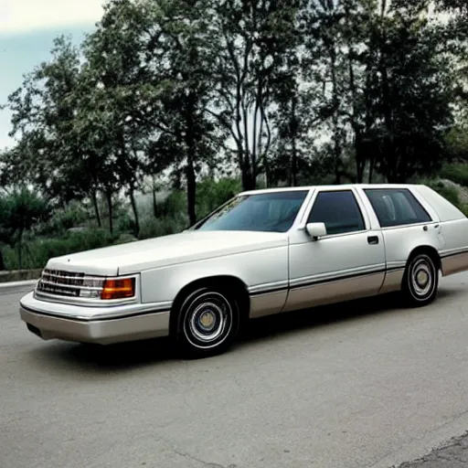 Prompt: a Cadillac 1990, mixed with a subaru 2000