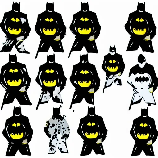 Image similar to die cut sticker, batman breakdancing in techwear splatter paint