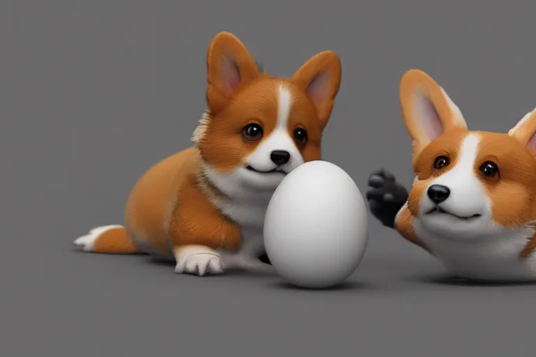 Prompt: a baby corgi crawling out of an egg, photography, concept art, digital art, trending on artstation, 4 k, extremely detailed, realistic, photorealistic,