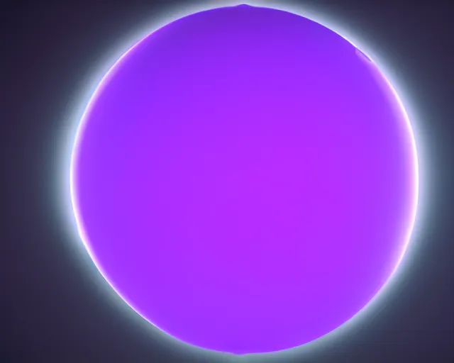 Image similar to a neon purple glow underneath a dark grey metallic reflective sphere, volumetric lighting subsurface scattering raytracing, 4 k hyperrealengine, global illumination