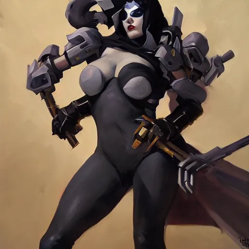 Prompt: greg manchess portrait painting of partially armored lady death as overwatch character, medium shot, asymmetrical, profile picture, organic painting, sunny day, matte painting, bold shapes, hard edges, street art, trending on artstation, by huang guangjian and gil elvgren and sachin teng