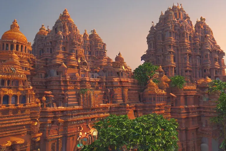 Image similar to high quality 3 d dreamscape! mumbai with biomorphic hanuman!! head building, kalighat highly detailed, unreal engine cinematic smooth, stephen shore & john j. park, soft morning light, wide shot, high angle, uhd 8 k, deep focus