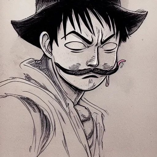 Image similar to [ luffy mustache ] ( by kim jung gi ) ( by george morikawa )