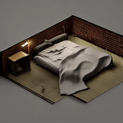 Prompt: don't wet the bed, video game concept, 3d model, octane render, 4k, dynamic lighting, high contrast