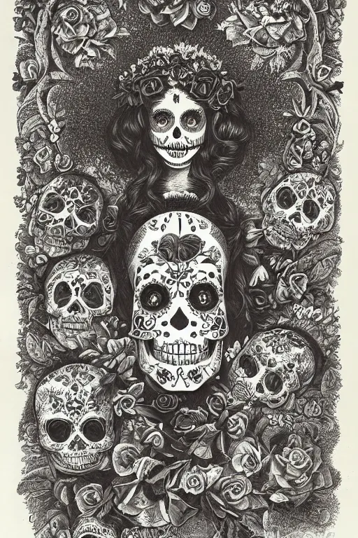 Image similar to Illustration of a sugar skull day of the dead girl, art by Ernst Haeckel