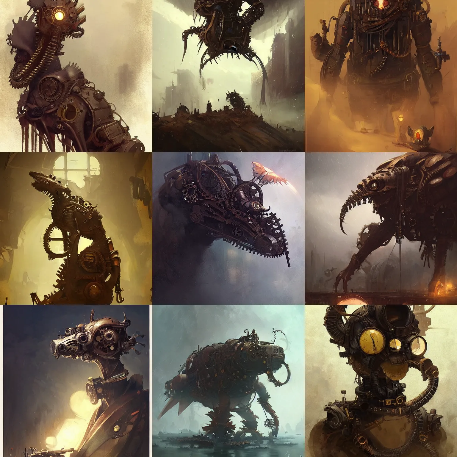 Prompt: steampunk creature by greg rutkowski, trending on artstation, favorites on deviantart, high quality art. artwork masterpieces, award winning