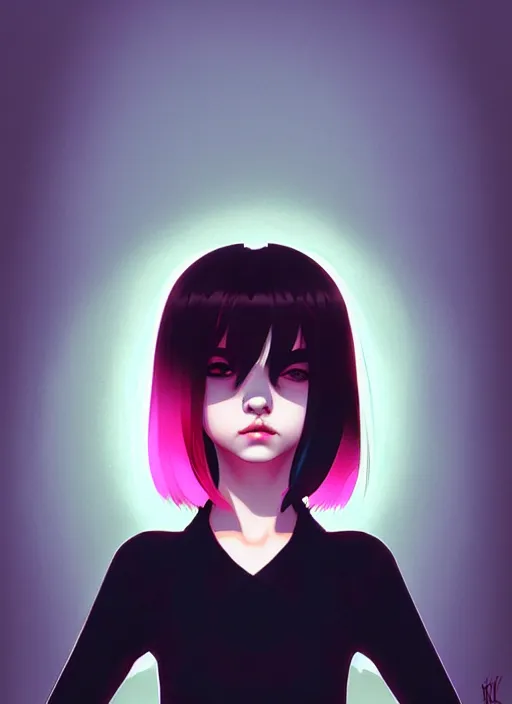 Image similar to a portrait of a pretty sewer punk young lady by ilya kuvshinov