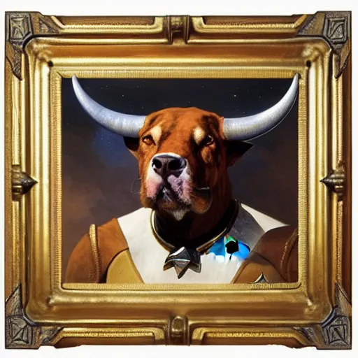 Image similar to a portrait of a bull dogman canine star trek captain. highly detailed painting by gaston bussiere, craig mullins, j. c. leyendecker, furry