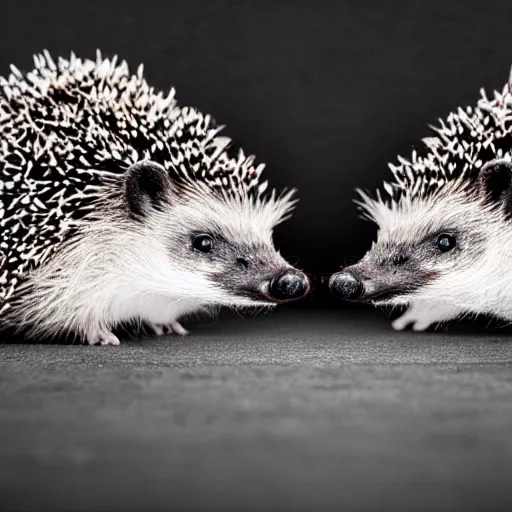 Prompt: two hedgehogs sitting at a round table, a peace treaty sits in the middle of the table, historic photo, united nations