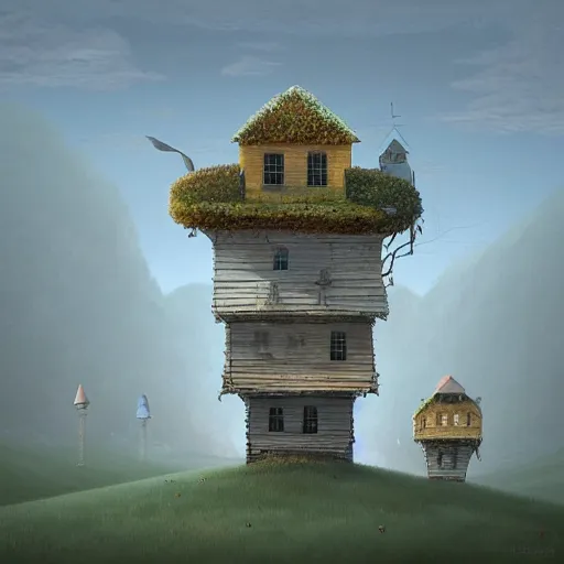 Image similar to an intriguing building in a beautiful landscape by gediminas pranckevicius