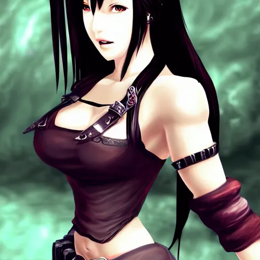 Prompt: fantasy art of tifa lionheart in style of fabio danielato