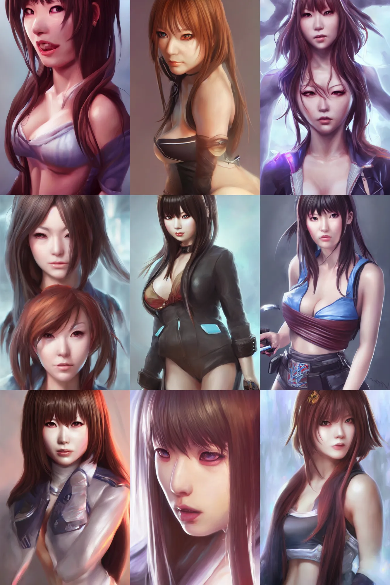 Prompt: character portrait of hitomi from the critically acclaimed dead or alive series, art by mandy jurgens, trending on artstation, digital art