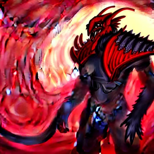 Image similar to a dragonborn with red scales, large red wings on his back, and a red tail with futuristic clothes, trending on art station