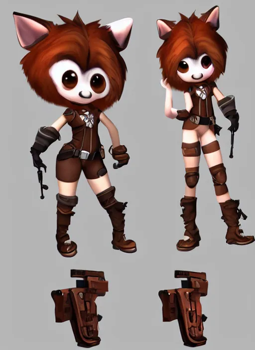 Image similar to female furry mini cute style, character adoptable, highly detailed, rendered, ray - tracing, cgi animated, 3 d demo reel avatar, style of maple story and zootopia, maple story gun girl, fox from league of legends chibi, soft shade, soft lighting