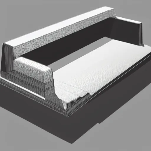 Prompt: drawing of concept sofa by Japanese engineers, blade runner style, 3d, photorealism