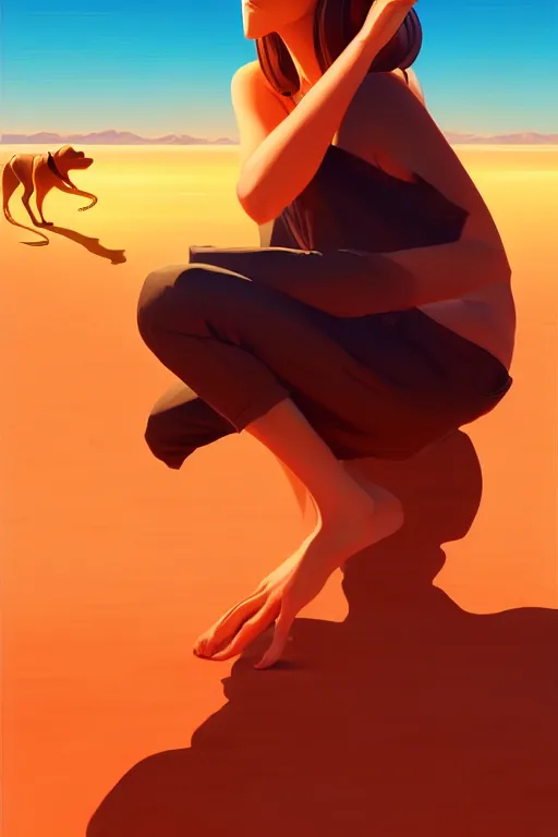 Prompt: smooth dog, desert colors, centered, median photoshop filter cutout vector behance hd by artgerm, jesper ejsing, by rhads, makoto shinkai and lois van baarle, ilya kuvshinov, rossdraws, illustration, art by ilya kuvshinov and gustav klimt