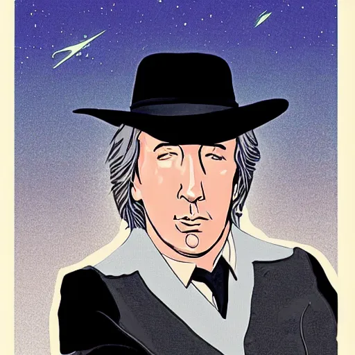 Image similar to alan rickman retro minimalist portrait! moebius starwatcher comic by jean giraud, portrait 8 k