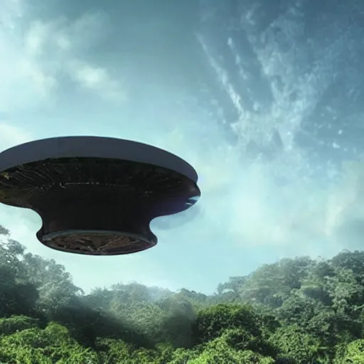 Prompt: « advanced alien spacecraft that crashed in a jungle for a long time and it got discover by scientists »