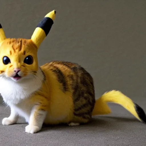 Image similar to half pikachu, half cat, baby animal, cute, adorable