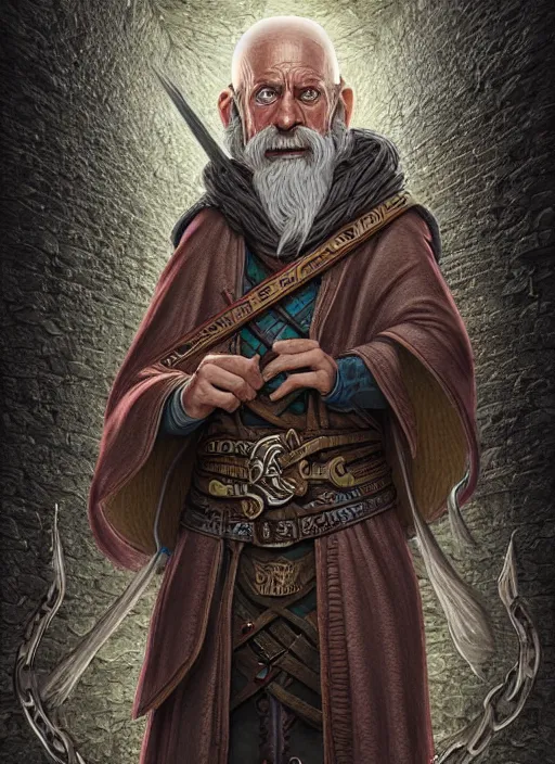 Image similar to highly detailed, hyper realistic wizard with a dungeon background by studio muti