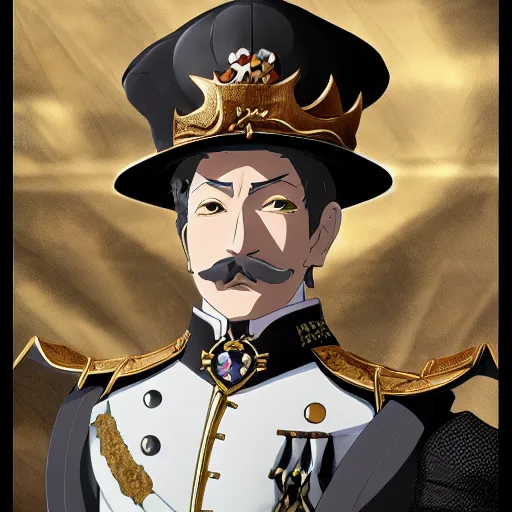 Image similar to portrait of kaiser wilhelm ii, anime fantasy illustration by tomoyuki yamasaki, kyoto studio, madhouse, ufotable, comixwave films, trending on artstation