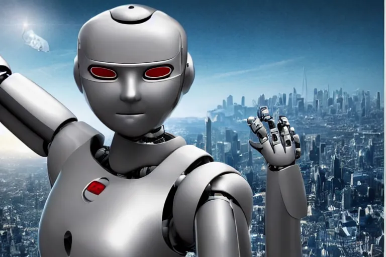 Prompt: a robot is confused at human irrationality, poster for 3 d movie, viral image, accurate portrayal