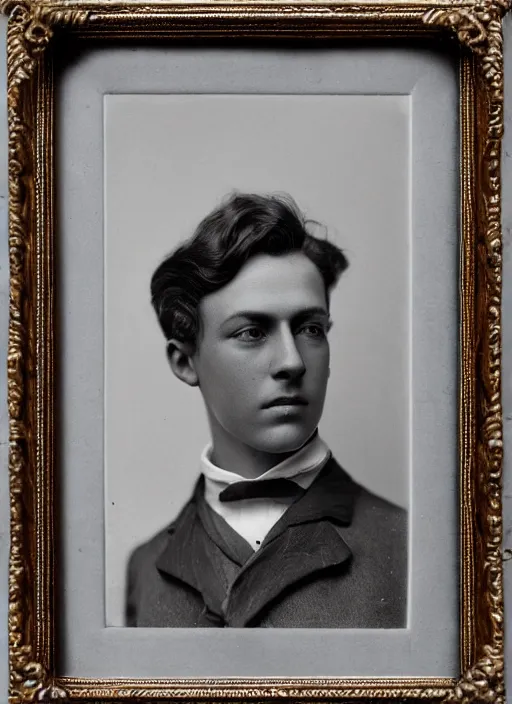 Image similar to portrait of a young edwardian man, detailed face, edwardian, highly detailed, cinematic lighting, photograph by elliott & fry