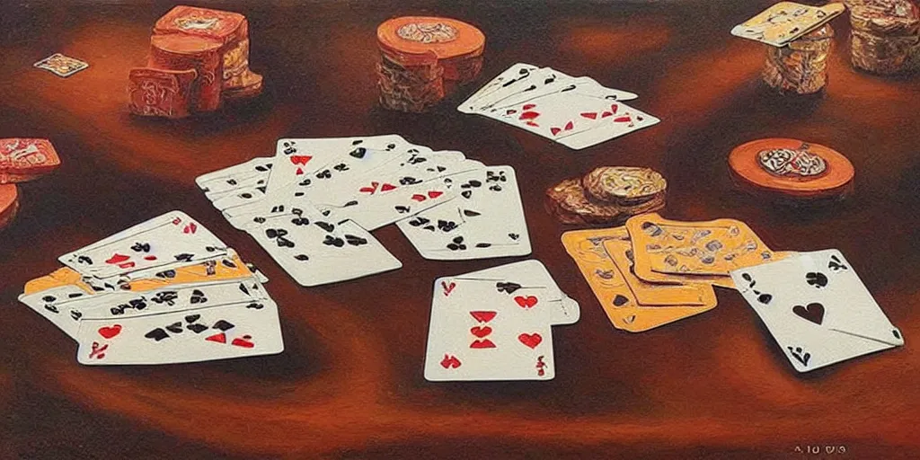 Prompt: impressive card shuffling, oil painting