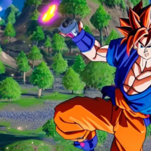 Image similar to still of goku from fortnite