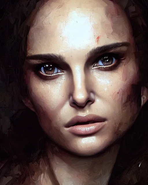 Image similar to natalie portman, hyper realistic face, beautiful eyes, fantasy art, in the style of greg rutkowski, intricate, hyper detailed, smooth