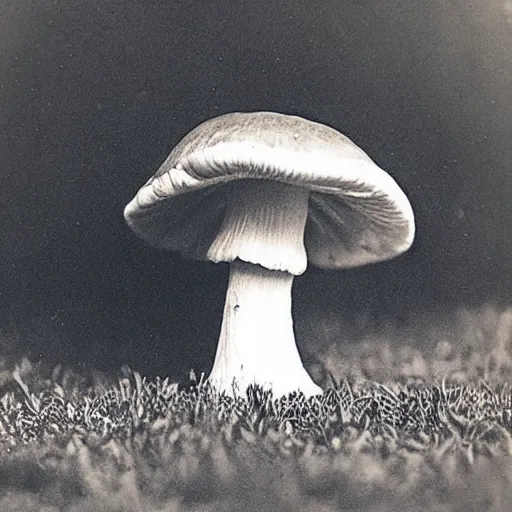 Prompt: Victorian Photograph of a mushroom outside