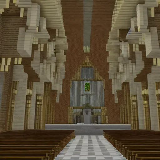 Image similar to inside a church cathedral built in minecraft