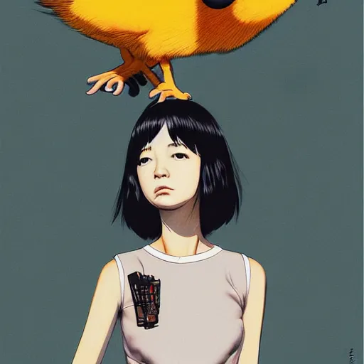 Prompt: illustration of big bird losing it by ilya kuvshinov katsuhiro otomo