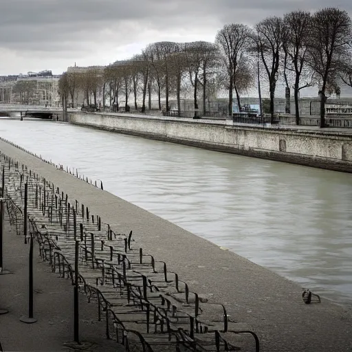 Image similar to the empty bank of the seine in paris in the year 2 0 2 0