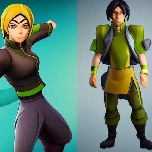 Image similar to toph beifong in fortnite, character render, full body shot, highly detailed, in game render