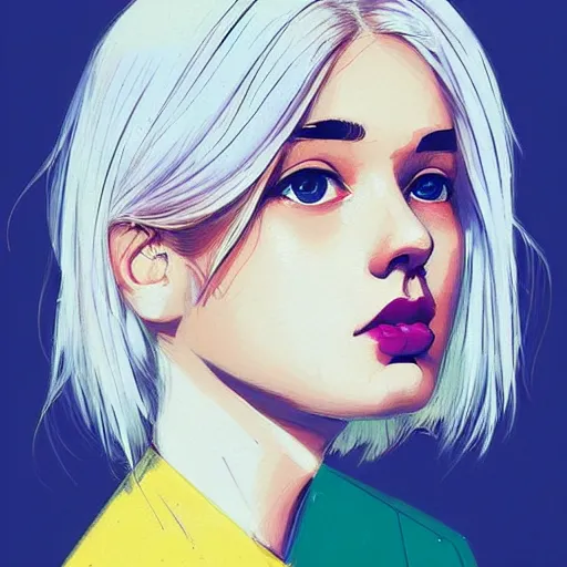 Image similar to Beautiful girl with a blond hair and blue eyes profile picture by Sachin Teng, asymmetrical, Organic Painting , Matte Painting, geometric shapes, hard edges, street art, trending on the artstation, realistic:2 by Sachin Teng:4, blur: -4