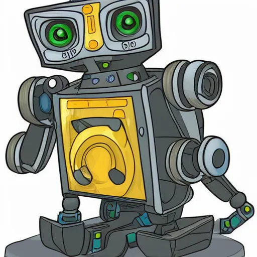 Prompt: a cartoon robot with a cat sitting on top of it, vector art by Ken Sugimori, featured on deviantart, toyism, greeble, 2d game art, sci-fi