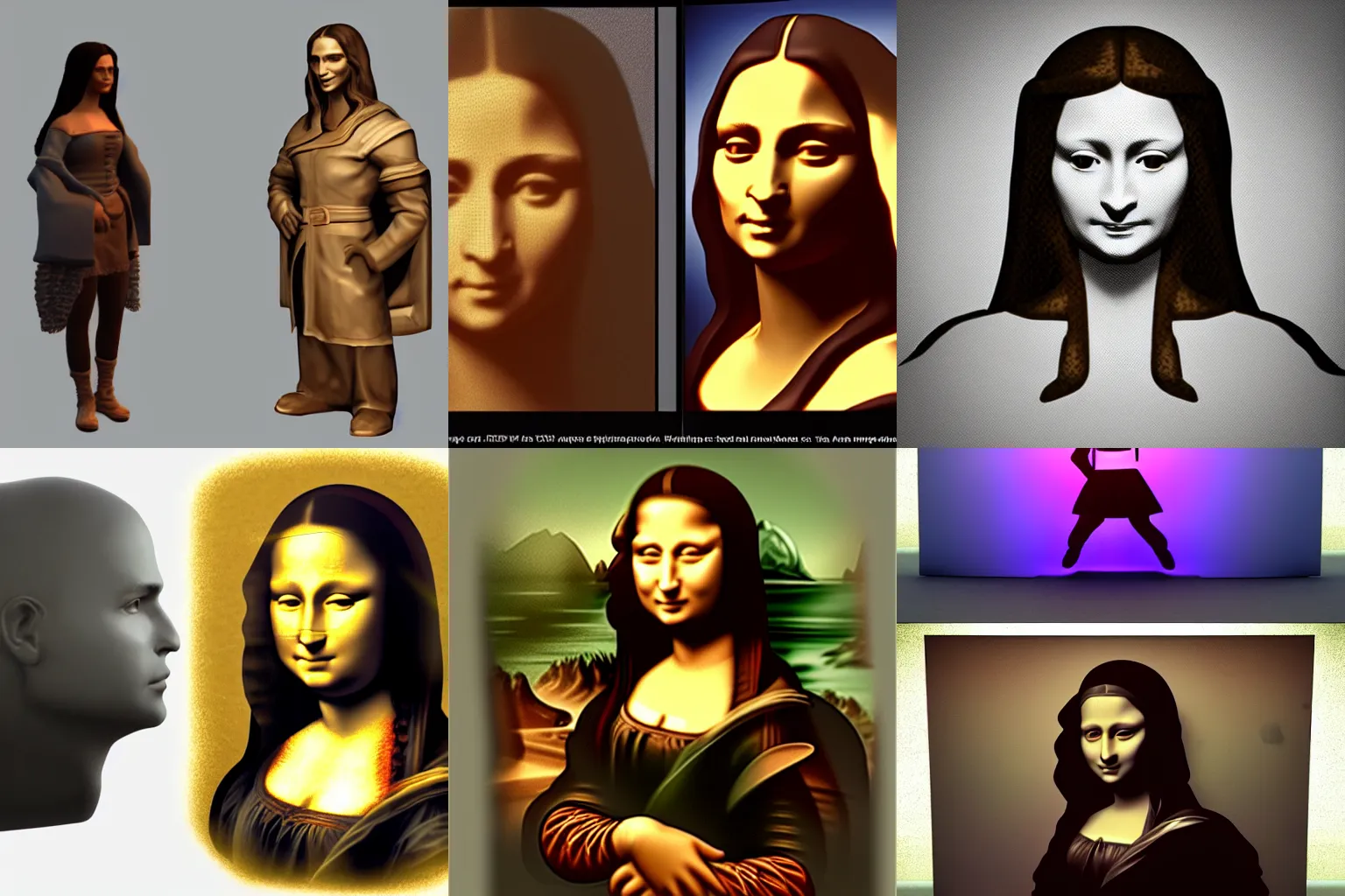Prompt: 3 d model of a character in a video game, 3 d model of a character in a video game, light and shadow effects, art station, atmospheric lighting, looks like ( mona lisa )