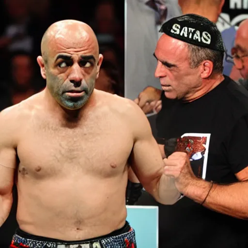 Prompt: joe rogan fighting samuel adams