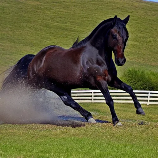 Image similar to a horse doing a burnout