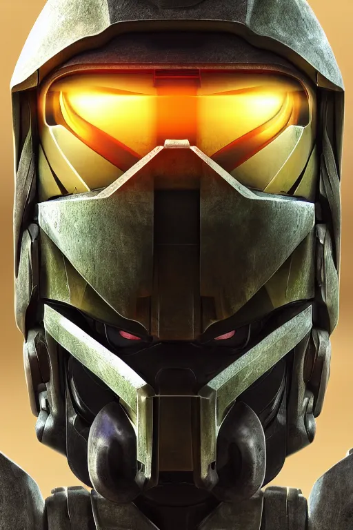 Image similar to robot ninja mask helmet halo master chief radiating a glowing aura global illumination ray tracing hdr fanart arstation by ian pesty and katarzyna da „ bek - chmiel