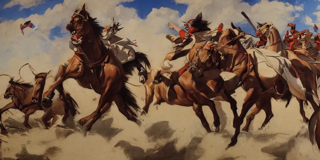 Image similar to cavalry charge, by tullio crali