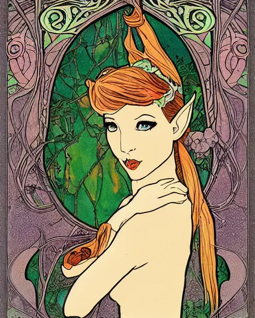 Prompt: an elf princess in art nouveau