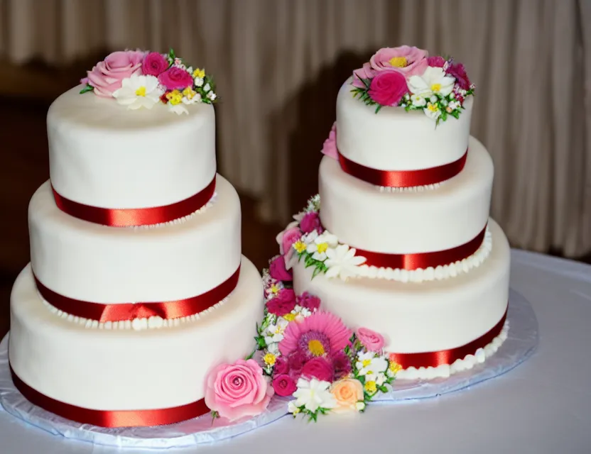 Prompt: grandpa wedding cake with flowers